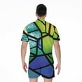 thumbnail image 2 of Blue And Green Stained Glass Short Sleeve Men'S Rompers Casual Summer Jumpsuits Outfit, 2 of 4