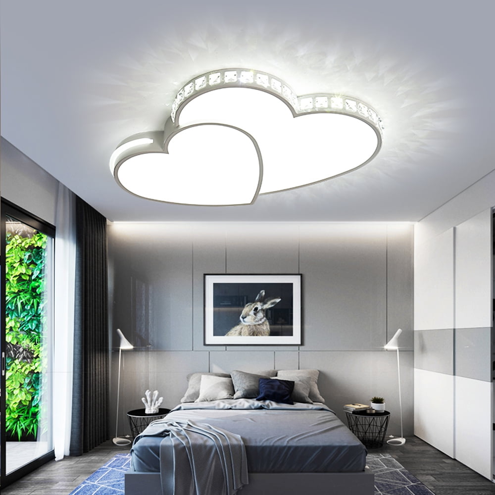 20in Modern Crystal Heart-Shaped Design Ceiling Lamp, Crystal Flush Mount Ceiling Light Fixture LED Light Fixture for Living Room Bedroom ,Cool White Light