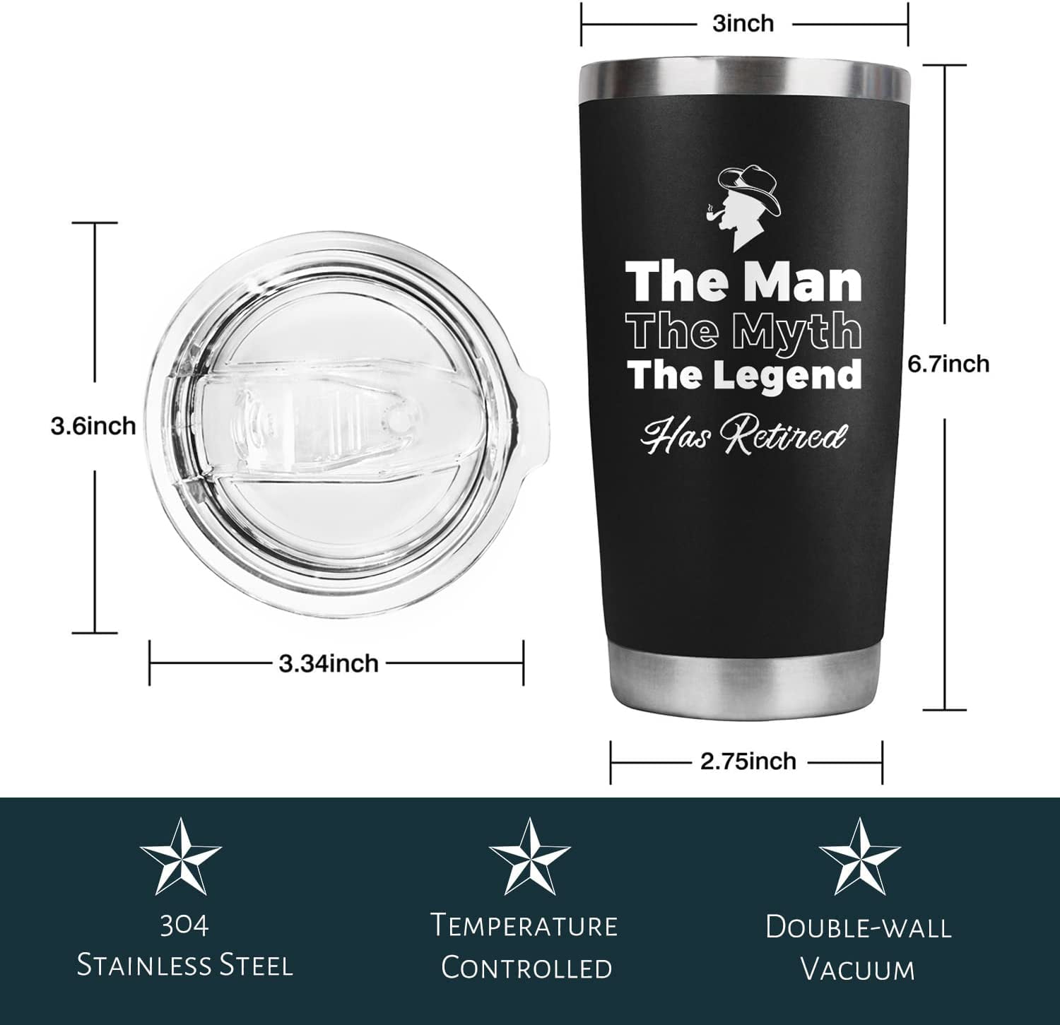 The Man the Myth the Legend Has Retired Travel Mug for Men, Personalized  Retirement Gift for Dad, Boss, Grandpa, Custom Name Retiree Cup 