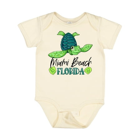 

Inktastic Miami Beach Florida Happy Sea Turtle Boys or Girls Baby Bodysuit