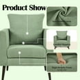 thumbnail image 6 of 29.5 Inch Upholstered Armchair, Club Chair, Teddy Fabric Accent Chair, Square Armchair with Solid Wood Legs, Waist Pillow, Padded Single Chair for Living Room/Bedroom/Study/Waiting Room, Green, 6 of 9