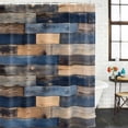 thumbnail image 2 of Navy Blue Brown Wood Bathroom Shower Curtains with 12 Hooks Polyester Waterproof Shower Curtain for Stalls and Bathtubs Farmhouse Vintage Wooden Decorative Bathroom Privacy Curtain 36x72 Inches, 2 of 9