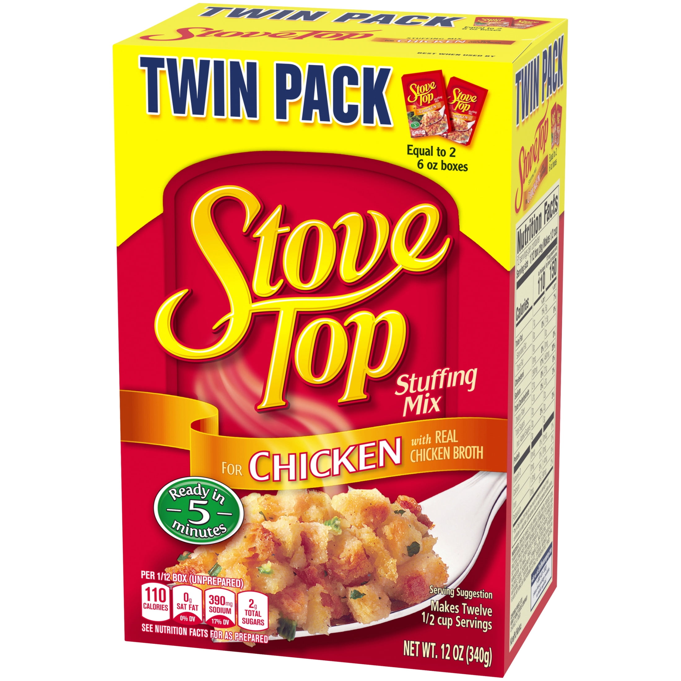 (6 pack) Stove Top Stuffing Mix for Chicken Twin Pack, 12 oz Box
