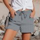 thumbnail image 3 of MKLEKYY Pantalones Cortos Deportivos para Mujer, Moda Femenina, Primavera y Verano, A Rayas, con Cordón, Bolsillos Laterales, Pantalones Cortos Casuales, 3 of 4