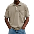 thumbnail image 3 of Mens Vintage Washed Polo Shirts Classic Fit Pullover Shirts Summer Lapel Button Tops Casual Retro Distressed Tee Top, 4XL, 3 of 5