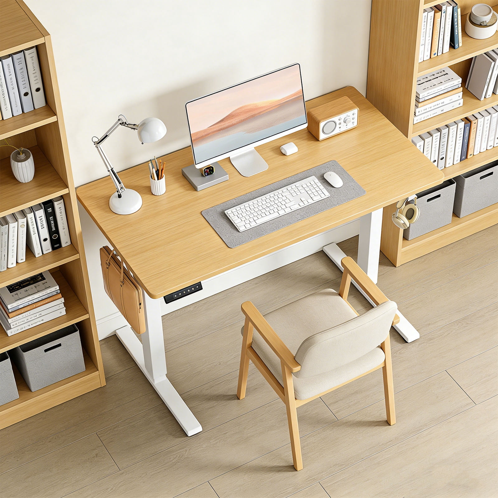 Casabay Electric Height Adjustable Standing Desk, 55"x24" Sit-to-Stand Desk Ergonomic Rising Computer Table for Home Office