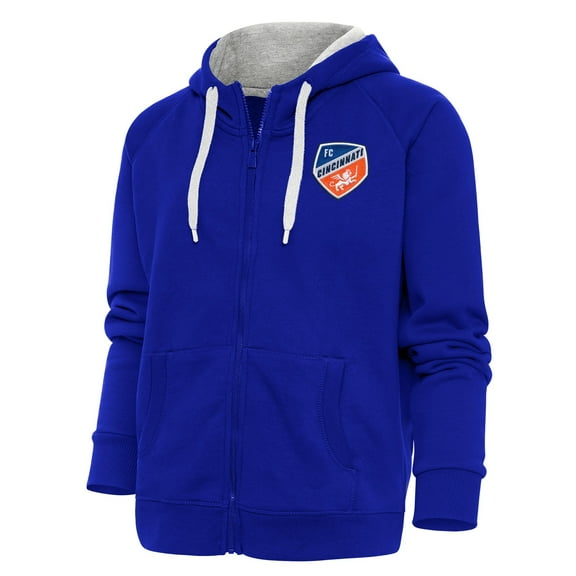 Women's Antigua Royal FC Cincinnati Logo Victory Full-Zip Hoodie