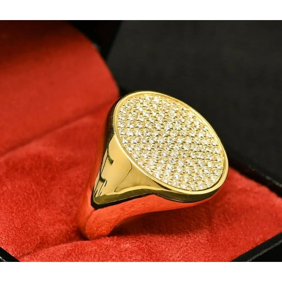 Forever Jewels 925 Sterling Silver 2 Ct Round Good Cut Moissanite Men Wedding Band Ring Diamond Jewelry 14K Yellow Gold Plated