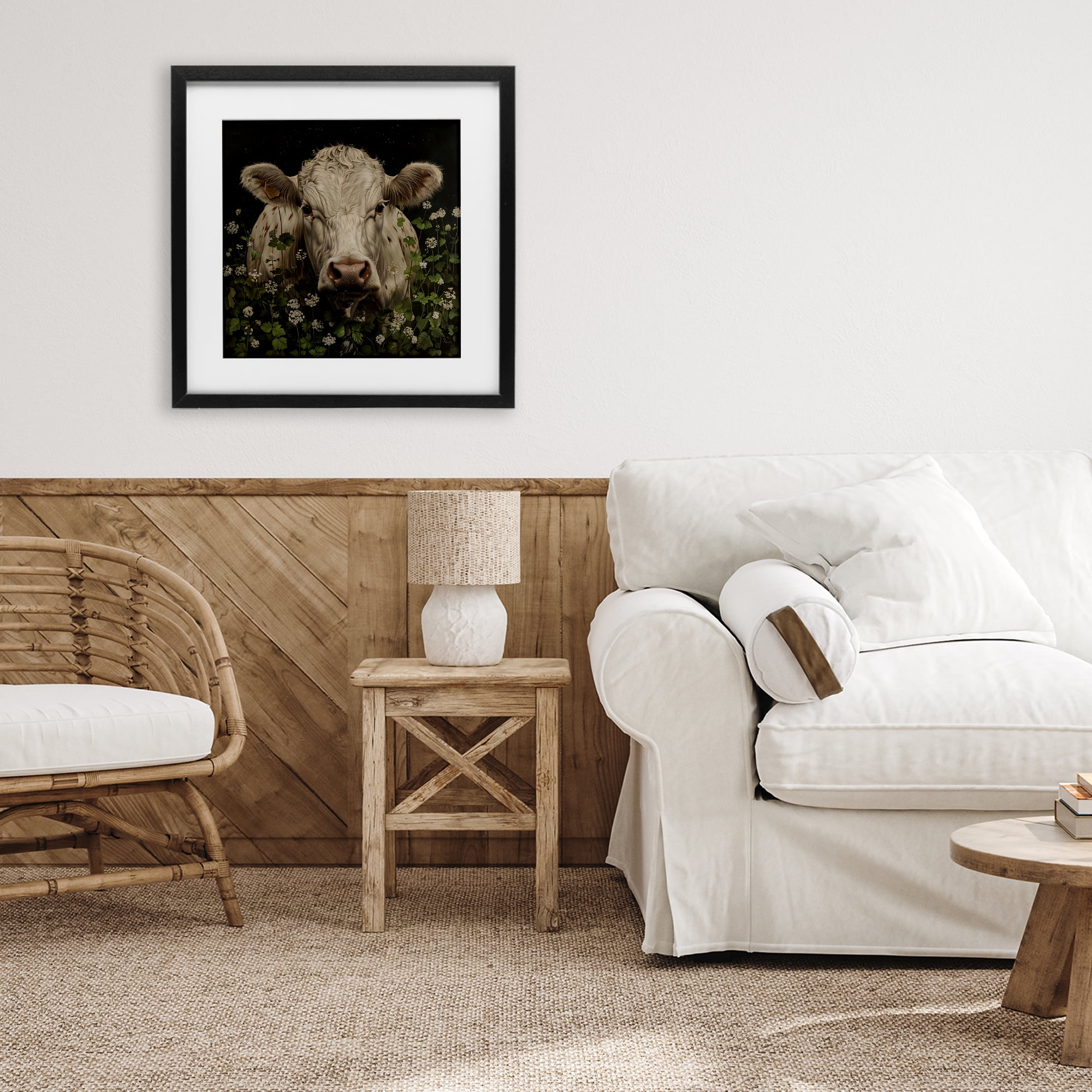 Stupell Industries Cow in the Green Meadow Black Framed Print Under Glass, design by Creative Studio