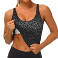 thumbnail image 3 of Fotbe Black And White Dotted Sujetador Deportivo Largo sin Aros para Mujer con Almohadillas y Soporte Medio, Transpirable y Absorbente, Camiseta Tipo Chaleco o Tank Top-Large, 3 of 8