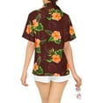 thumbnail image 2 of LA LEELA Button Down Shirt for Women Summer Beach Party Short Sleeve Blouse Shirt Dressy Button up Dress Shirts Hawaiian T Shirts for Women L Hibiscus Palm, Red, 2 of 4