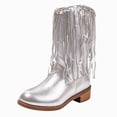thumbnail image 3 of KPOPLK Girls Knee High Boots Back Zipper Tall Riding Boots Waterproof Fall Winter Dress Shoes for Toddler Little Kid Big Kid(6.5,Silver), 3 of 9