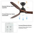 thumbnail image 6 of Wellspeed 52 in. Farmhouse Indoor Black Ceiling Fan with 3 Solid Wood Blades, 6 of 14