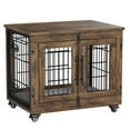 thumbnail image 4 of GIKPAL 27-Inch Dog Crate with Pads, 2-Door Heavy-Duty Indoor Wooden Dog Cage on Wheels for Small to Medium Dogs up to 30 lbs,Brown, 4 of 9