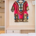 thumbnail image 2 of Unisex African Dashiki T Shirt, Tribal Short Sleeve Bright Colour Classical Comfortable Large Blend Festival Shirts Tops , Rose, 2 of 8