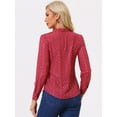 thumbnail image 4 of DARING DIVA Stand Collar Metallic Dots Stars Blouse Top XS Red-Leaf, 4 of 6