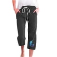thumbnail image 5 of Sakmal Cropped Womens Capri Pants Wide Leg Cotton Linen Pants Trendy Solid Drawstring Business Casual Women's Capris L, 5 of 5