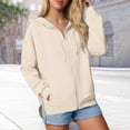 thumbnail image 4 of Gkeoshab Womens Sweatshirt Women's Solid Color Raglan Sleeve Zip-Up Hooded Sweatshirt with Side Pockets, Athletic Inspired Jacket for Modern Casual Style and On-the-Go Comfort Beige L, 4 of 4