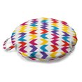 thumbnail image 1 of Chevron Round Floor Cushion with Handle, Colorful Direction Pointers Patterns with Ikat Design Retro Style Motifs, Pillow for Living Room & Dorms, 18" Round, Sea Blue Multicolor, by Ambesonne, 1 of 4