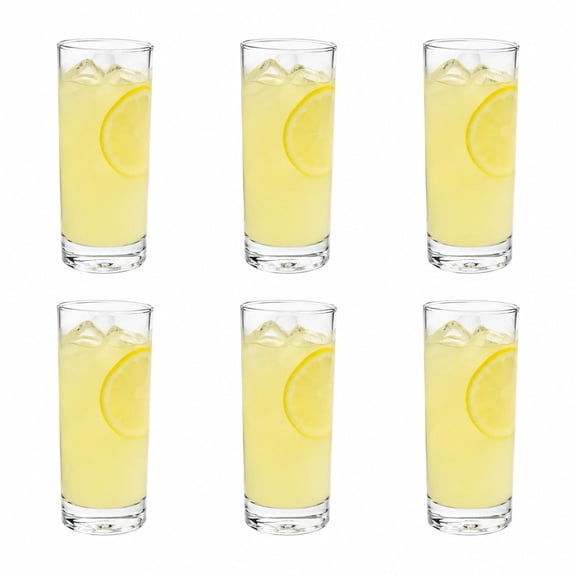 Juego 6 Vasos Rectos Acrílico Transparente 350 ml