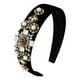 thumbnail image 1 of EeaseMX 1 diadema de flores con diamantes de imitación y perlas artificiales, accesorio para el cabello ancho y diario., 1 of 8