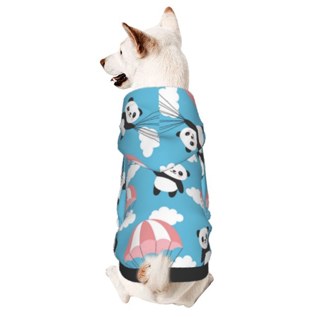 Fotbe Panda Flying in the Sky Sudadera con Estampado para Perros Pequeños – Suéter con Capucha para Mascotas, Tela Suave de Forro Polar con Bolsillo-Medium