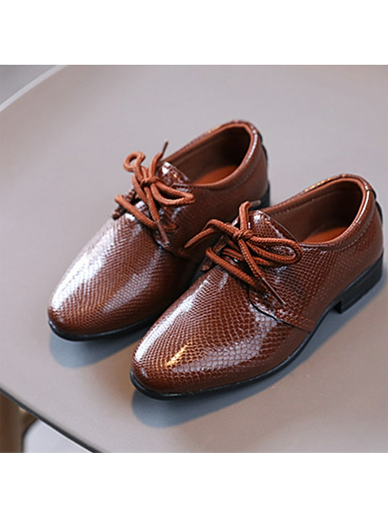 Gomelly Boys Dress Shoes Kids Pointed Toe Lace-Up School 