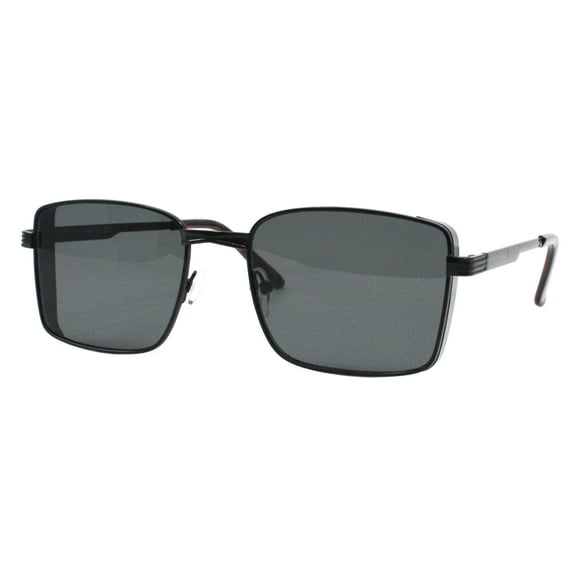 Mens Fashion Sunglasses Rectangular Metal Side Cover Frame UV 400 Black, Black