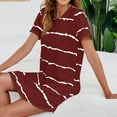 thumbnail image 3 of Defitshape Women's Short Sleeve Cotton Nightgown Sleepwear Cute Loungewear Sleep Shirt Short Nightshirt Nightwear Summer Nighties Polyester Lounge Dress Striped Fitted Red Large, 3 of 3