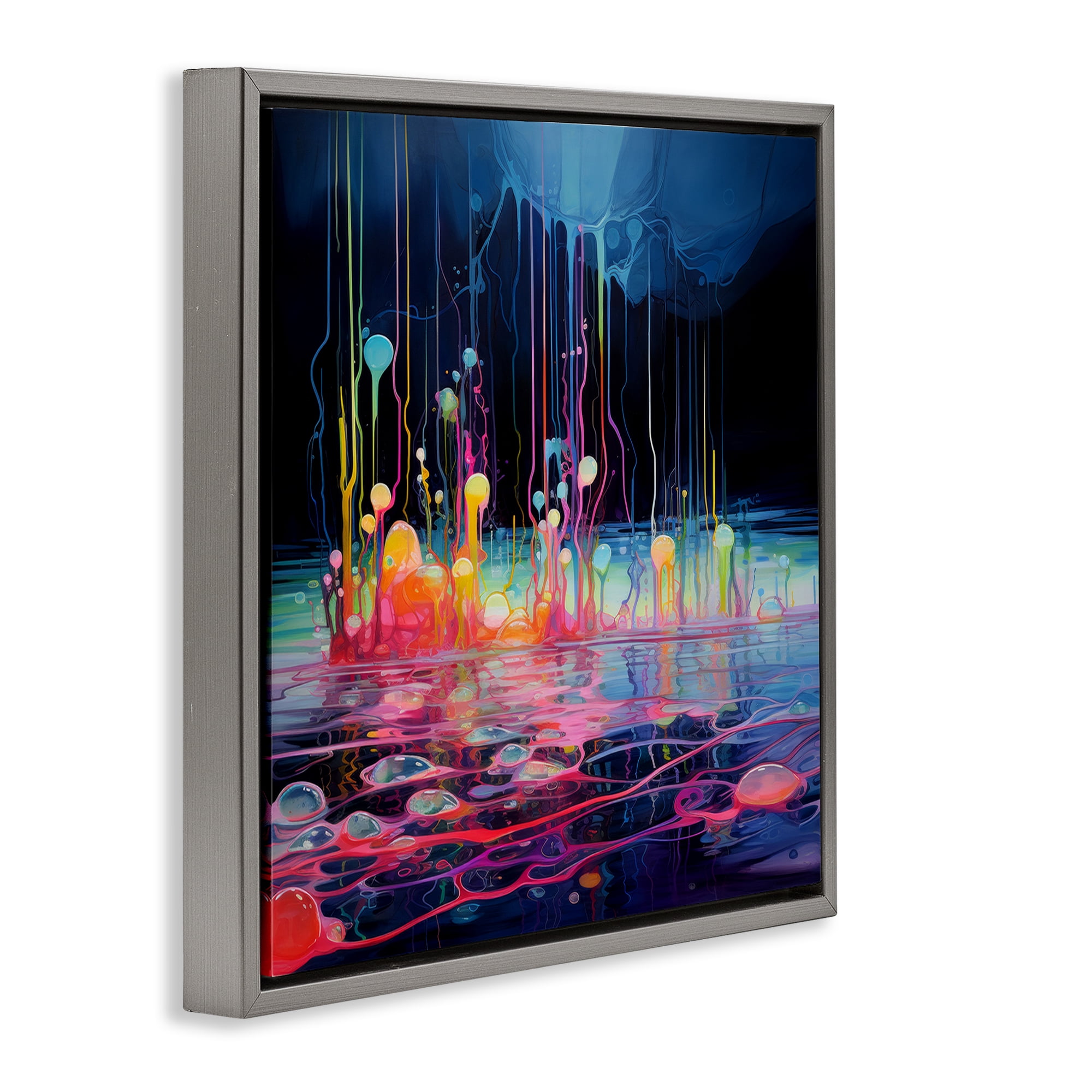 Stupell Industries Abstract Mystic Landscape Abstract Painting Gray Floater Framed Canvas Art Print Wall Art, 18 x 18
