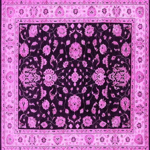 Ahgly Company Indoor Square Oriental Pink Traditional Area Rugs, 5' Square