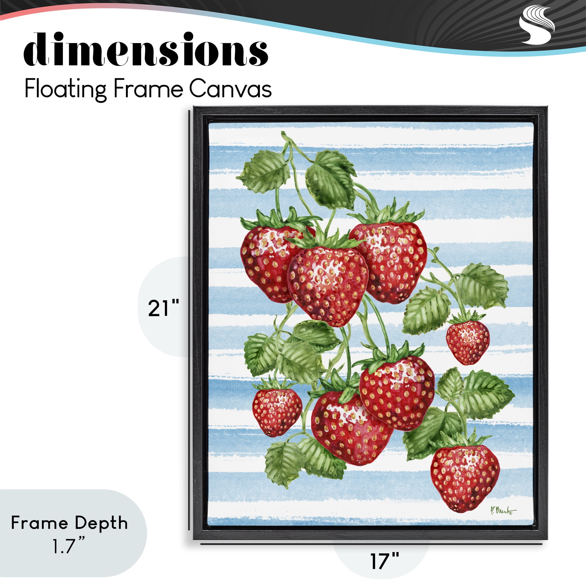 Stupell Industries Juicy Strawberry Vine Black Framed Floater Canvas Wall Art, design by Paul Brent