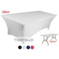 thumbnail image 4 of Tektrum 2 Pack 6 Ft Long Rectangular Stretch Tablecloth DJ Jacket Cover for Trade Show - Premium Fabric - White Color, 4 of 4