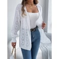 thumbnail image 3 of Open Front Cardigan - Women's Oversized Long Sleeve Knit Sweater, Fashion Cutout Detail Cover-Up | Baberdicy | Women's Long Sleeve Cable Knit Cardigan Sweaters Oversized Open (White | S), 3 of 8