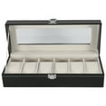 thumbnail image 1 of Watch Case,1Pc High Grade 6 Watch Box Leather Watch Storage Case High Capacity, 1 of 12