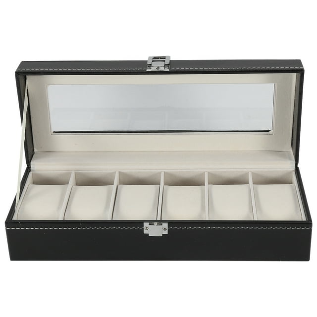 Watch Case,1Pc High Grade 6 Watch Box Leather Watch Storage Case High Capacity