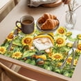 thumbnail image 3 of Sunflower Gnomes Placemats Set of 4 Spring Summer Botanical Florals Place Mats Indoor Wipeable Table Mats Washable Cloth Dining Table Placemats for Kitchen Holiday Party Home Decor 13x19 Inch, 3 of 9