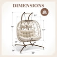 thumbnail image 5 of RADIATA Double Hanging Egg Chair with Stand and 5" Cushions, 2-Person Wicker Swing Chair, 690 lb Weight Capacity, Indoor Outdoor Patio Loveseat, Beige, 5 of 11