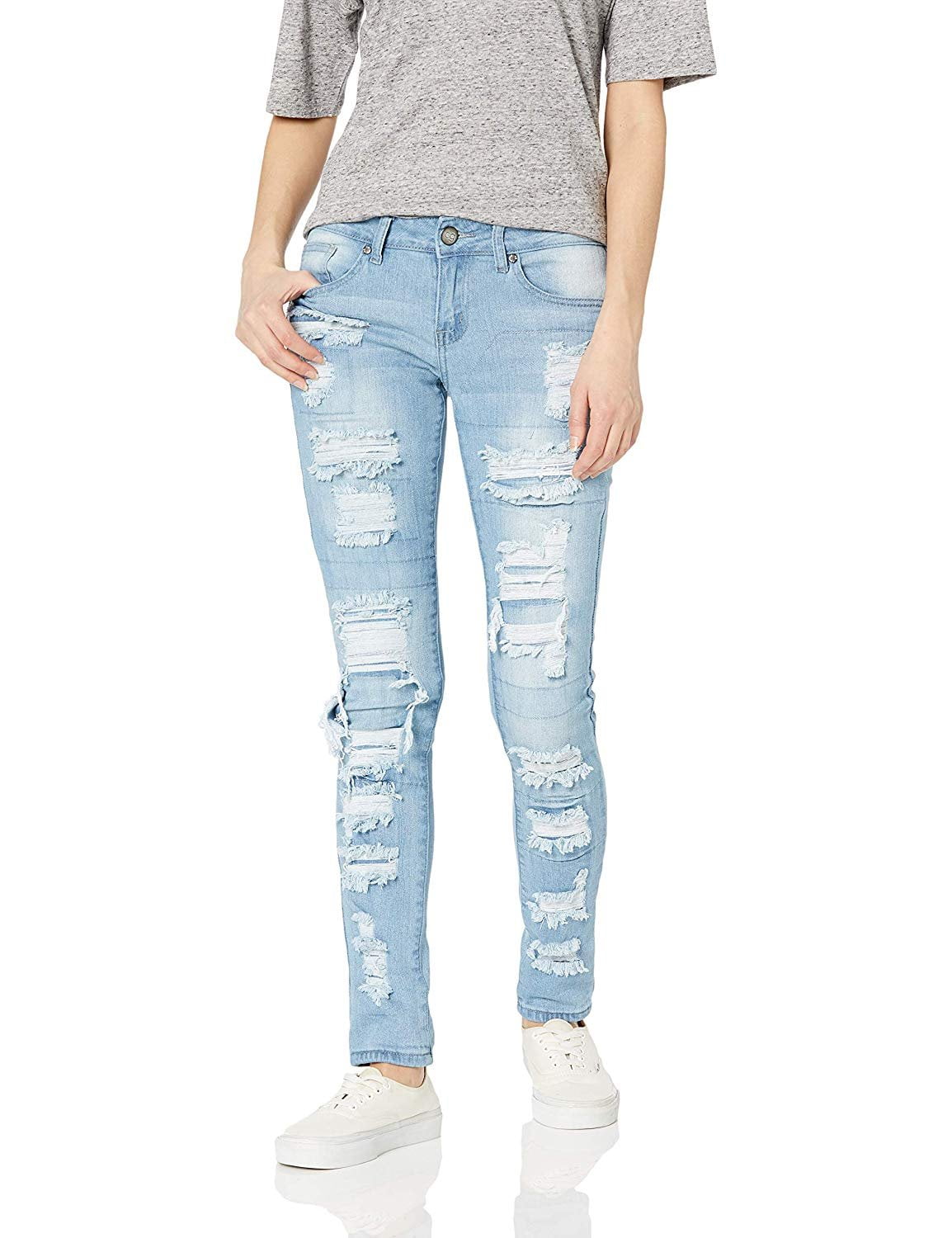 light ripped blue jeans