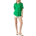 thumbnail image 2 of INSPIRE CHIC Women's Casual Button Up Textured Ruffle Sleeve Blouses, 2 of 5