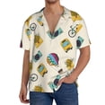 thumbnail image 7 of Lsque Travel Elements print Men's Cuban Collar Short Sleeve Shirt Summer Beachwear Casual Button Down Fashionable Vacation Leisure Shirt-Large, 7 of 7