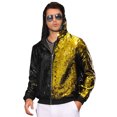 thumbnail image 4 of INSPIRE CHIC Sequins Jacket for Men's Long Sleeves Zip Up Flip-Sequin Sparkle Metallic Hoodie Jackets L Black, 4 of 6