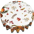 thumbnail image 3 of Fall Thanksgiving Buffalo Plaid Pumpkins Mushrooms Leaves Tablecloth Round 60 Inch Autumn Harvest Pumpkin Table Cloth Farmhouse Rustic Vintage Table Cover for Family Dinner, 3 of 6