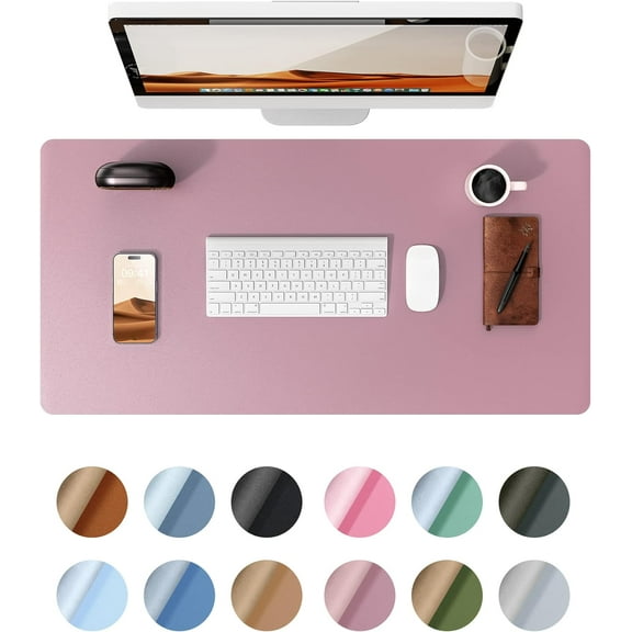 MaxxMarket Leather Desk Protector, Office Mat, Large Mouse Mat, Non-Slip PU Leather Blotter, Laptop Pad, Waterproof Writing Pad for Office and Home (Pale Mauve, 31.5" x 15.8")
