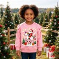 thumbnail image 4 of Toddler Little Boy Girl Christmas sweatshirt Unicorn Santa-Pink Shirt Long Sleeve Kid Shirt Top For 3T, 4 of 8