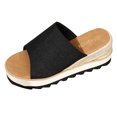 thumbnail image 6 of Platform Sandals for Women Chunky Wedge Espadrilles Lug Sole Non Slip Heels Comfortable Summer Walking Beach Shoes Black Size 9, 6 of 6