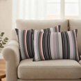thumbnail image 2 of Black Green Pink Striped Outdoor Waterproof Pillow Covers, Farmhouse Modern Stripes Art Decorative Rectangle Throw Pillowcase Sofa Cushion Sham for Patio/Couch/Chair, 20"x12" 2 Pack, 2 of 8