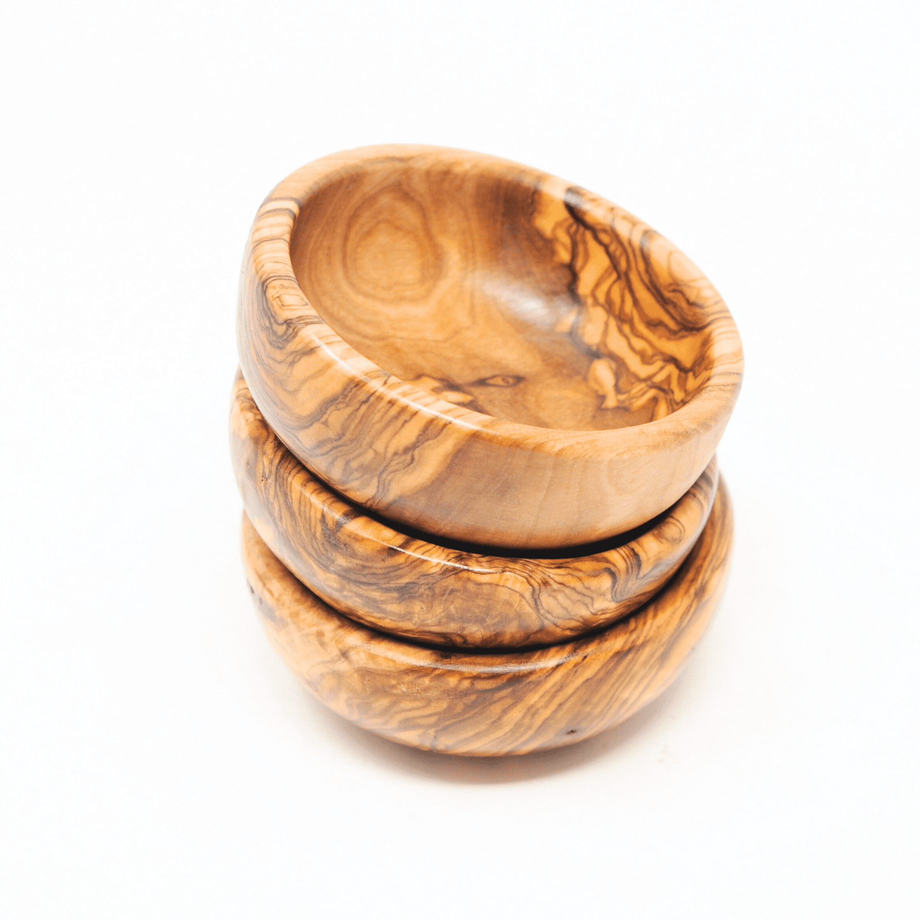 Handcrafted Olive Wood Mini Bowls Set of 3 for Seasonings and Dips