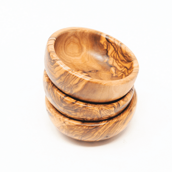 Beldinest 3-Pack 3" Olive Wood Sauce Dishes: Mini Saucers for Seasonings, Dipping, and Appetizers