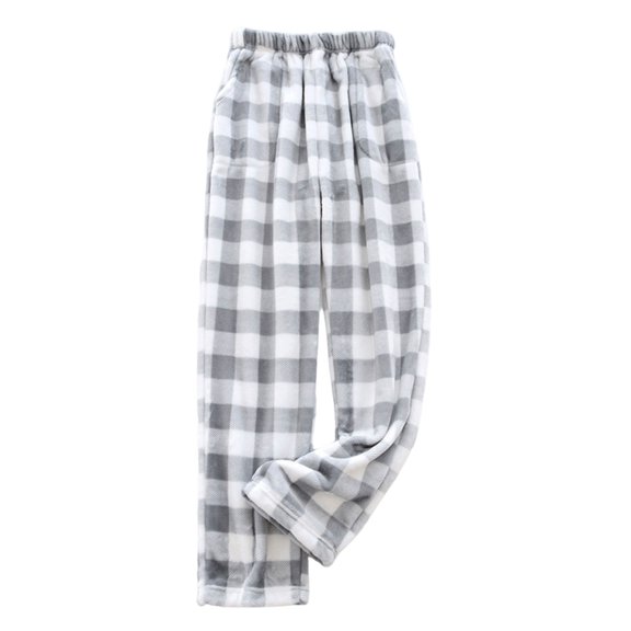 Flannel Women's Soft Plush Pajama Pants Comfortable Wide Leg Casual Nightgown with Pockets